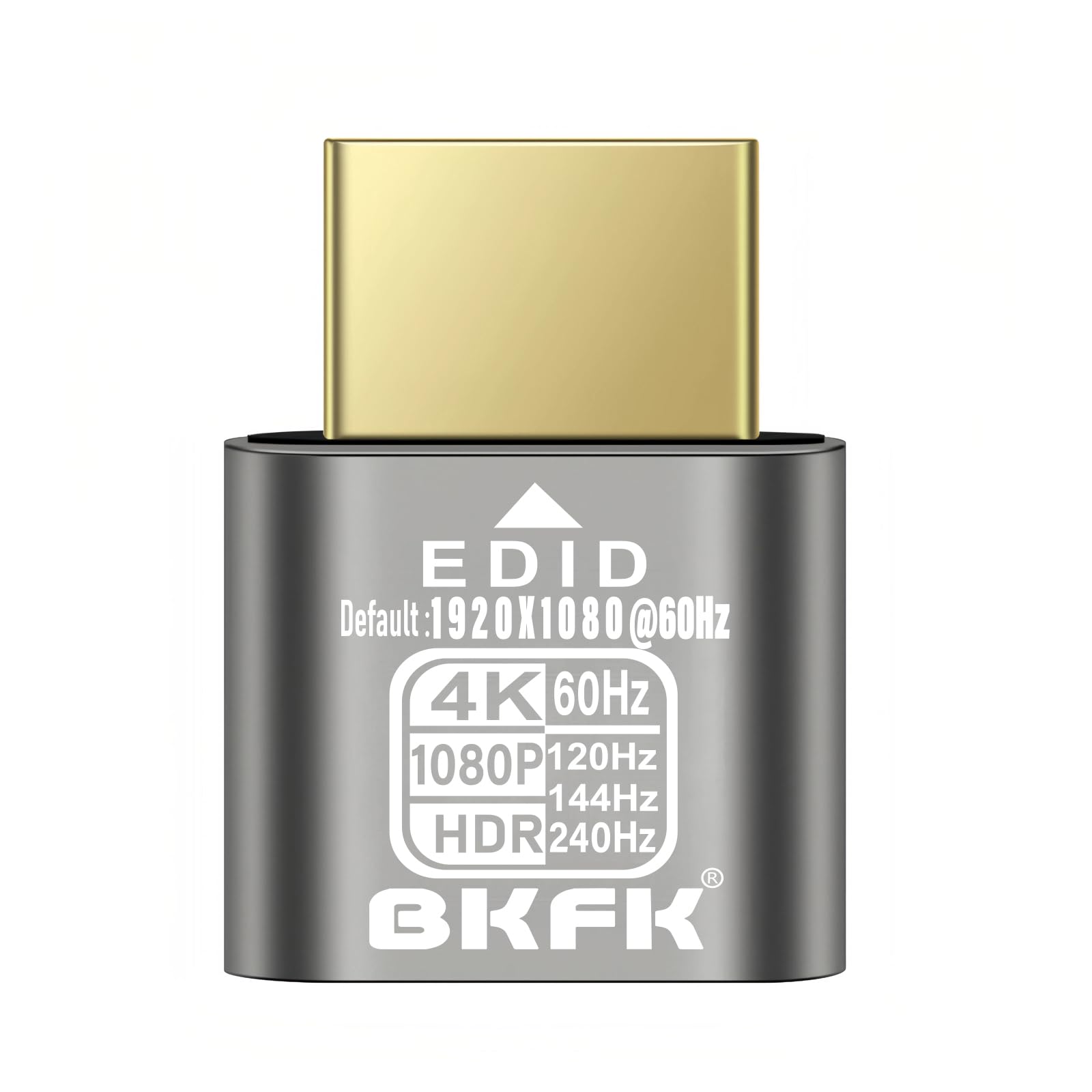 HDMI Dummy Plug 4K HDR, Headless Display Adapter,Virtual Monitor EDID Emulator,Supports up to 4k@60Hz,2K@120/144Hz,1080P@120/144/240Hz (NEW-4K-HDR(default1920X1080@60HZ-1P)