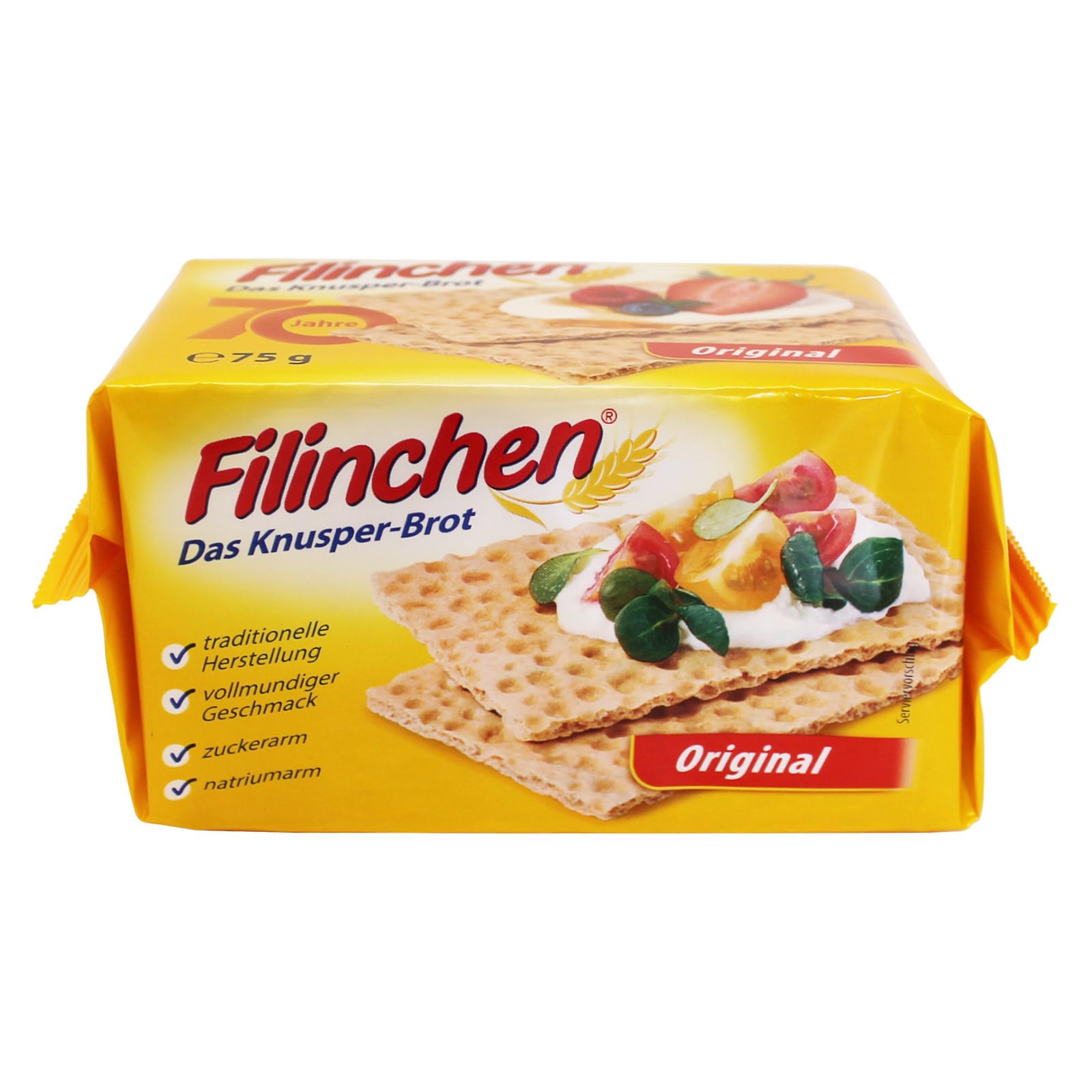 30er Sparpack Filinchen Das Knusper-Brot Original, 30 x 75 g zuckerarm und natriumarm Knäckebrot, Waffelbrot, Knusperbrot, Pausensnack