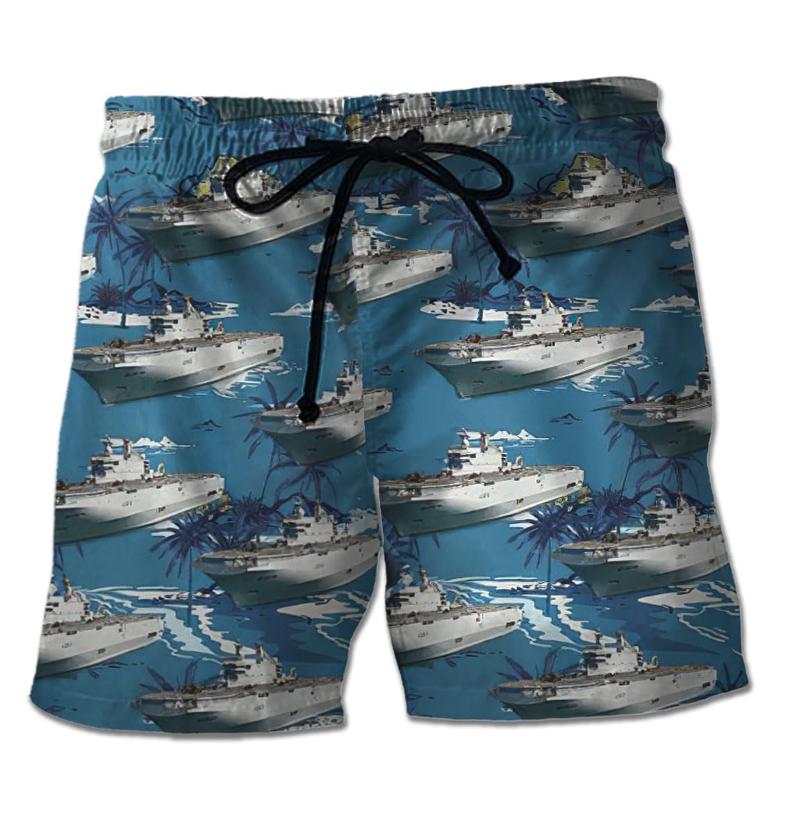 Nationale Dixmude L9015 Ship Mens Shorts with Pockets Swim Trunks Drawstring Beach Shorts Cotton, Gift for Father, Gift for Mother, Gift for Friends, Vacation Hawaiian Multicolor