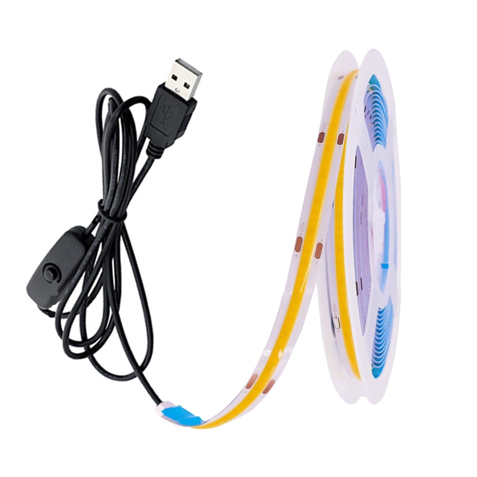 wenwendianzi DC 5V LED COB Strip Light USB Linear Lighting 320LED(Red,Switch,3m)
