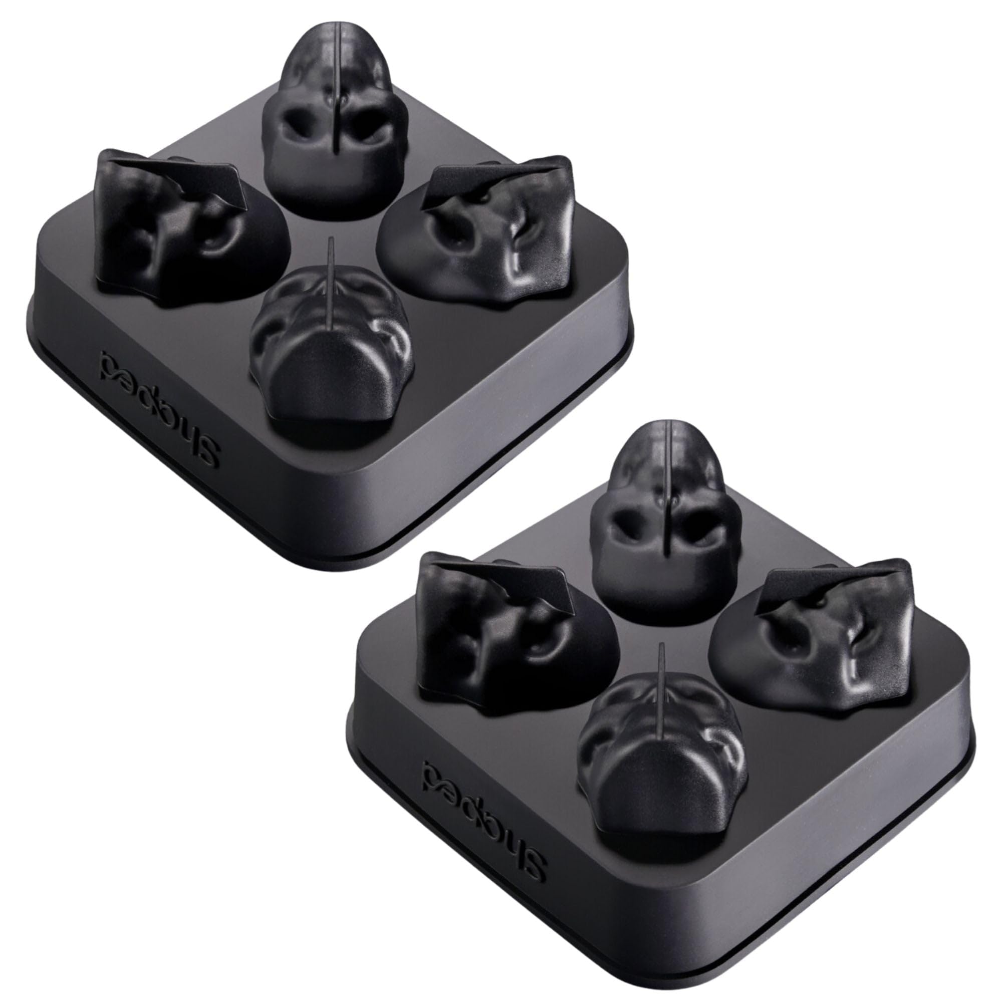 ShapedIceMolds 2-PACK 3D Large Skull Ice Cube Mold Tray, Round Whiskey Ice Mold with Lid for Whiskey Drinkers, Bartenders, Gift Exchanges, Home Bar Enthusiasts and Holiday Gifts