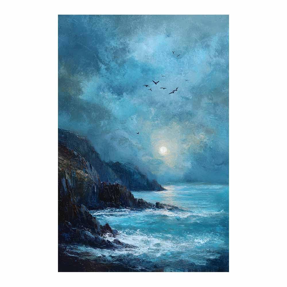 HOQIU Wall art for home decor Coastsal Cliffs Sunrises canvas artwork for wall, art prints, For living room, bedroom, bathroom, dining room, painting and decor.(Multicolor)-80x120cm Unframed
