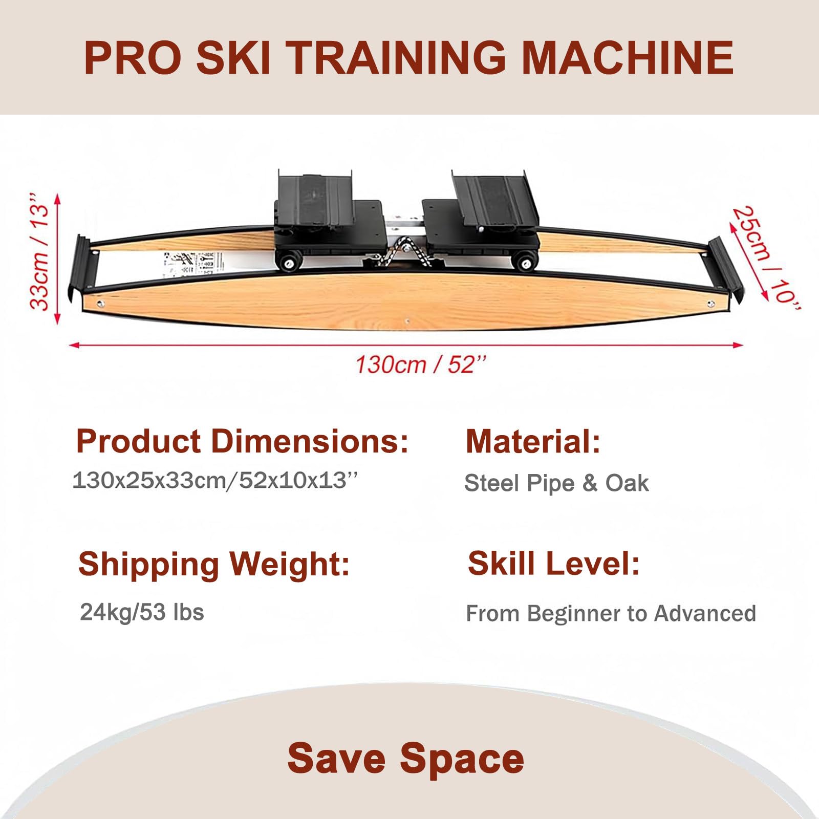 Ski-Trainingsgerät, simuliertes Ski-Gerät für den Innenbereich, für das Training von Taille, Bauch und Beinen, Schnee-Ski-Simulator für das Fitnessstudio zu Hause