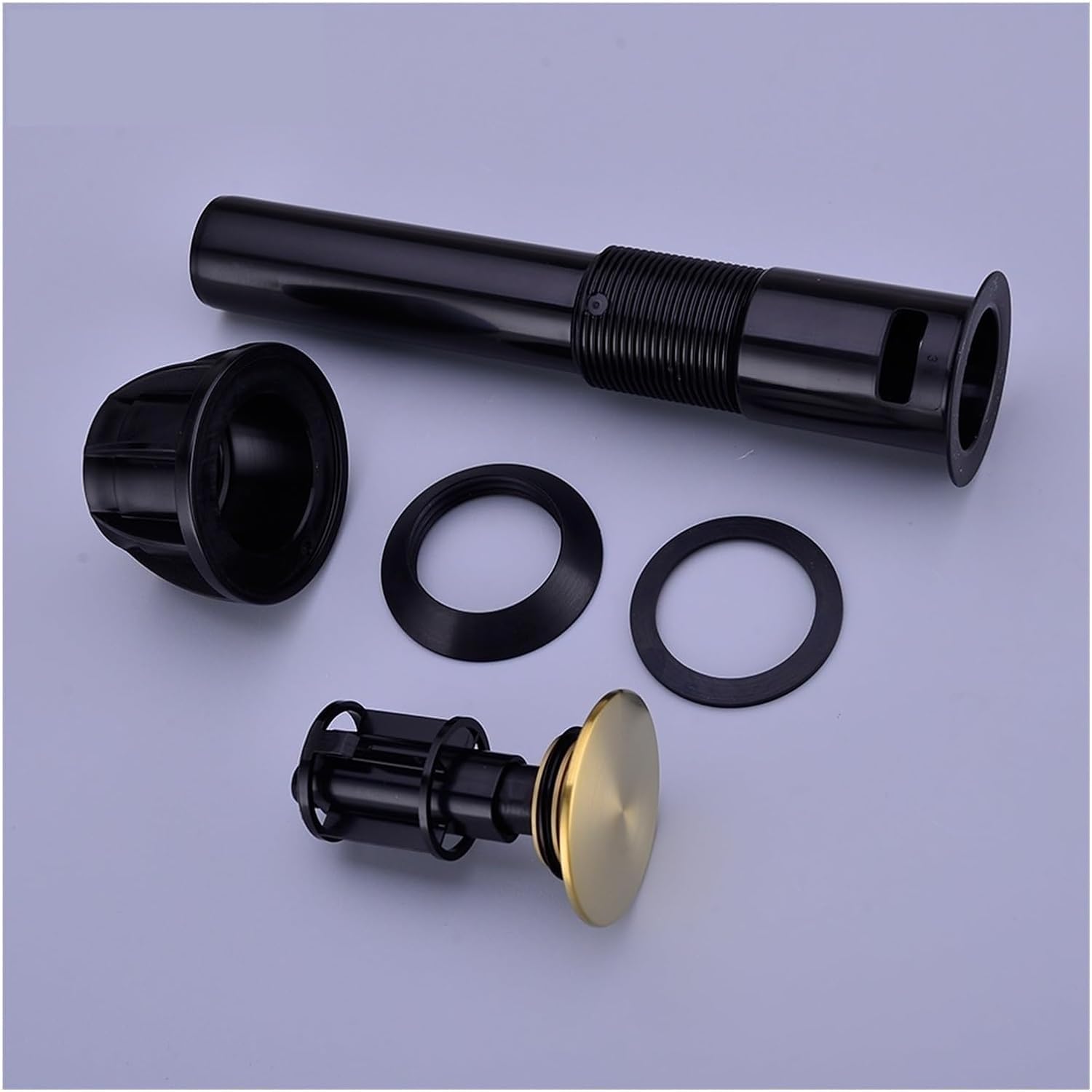 Tapón emergente para fregadero, tapón para lavabo, Drenaje del tapón del lavabo Drenaje del lavabo Negro/Níquel cepillado/Cromo/Oro rosa Fregadero del baño Empuje hacia abajo Desagües emergentes con d
