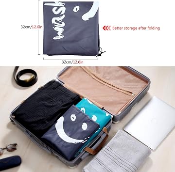 Extra Large Laundry Bag, 120L Foldable Storage Bag with Drawstring Closure, 420D Nylon Washing Bag Fabric Bag for Bathroom, Bedroom or Dormitory and Travel, 63x93cm, Grey Smile