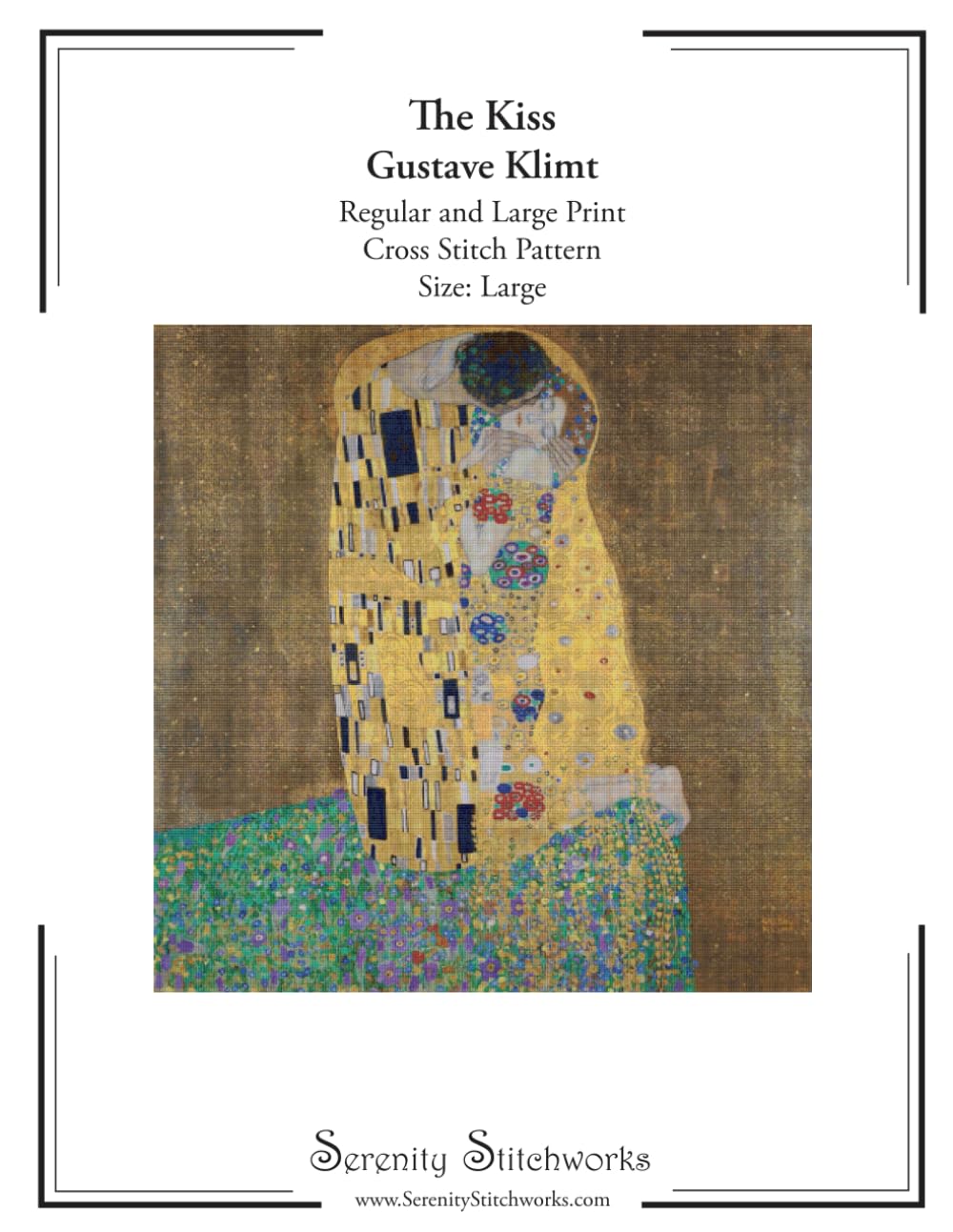 The Kiss Cross Stitch Pattern – Gustave Klimt – Large Size Edition: Regular and Large Print Cross Stitch Pattern