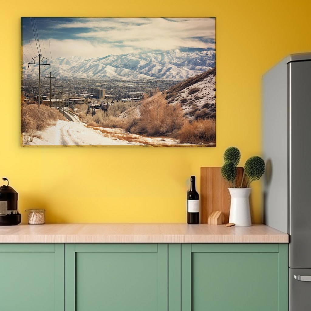 Canvas for Living room. Snowy Serenity: A Journey through a Winter Wonderland, 27 x 18 inch Canvas Wall Art - Contemporary Masterpieces - Modern Home Decor - 69x46 cm (27x18 inch)