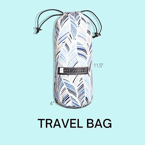 Vista 2 de BAY LAUREL Turkish Beach Towel with Travel Bag 39 x 71 Quick Dry Sand Free Lightweight Large Oversized Towels Light - (Aqua with Blue Floral Bag)