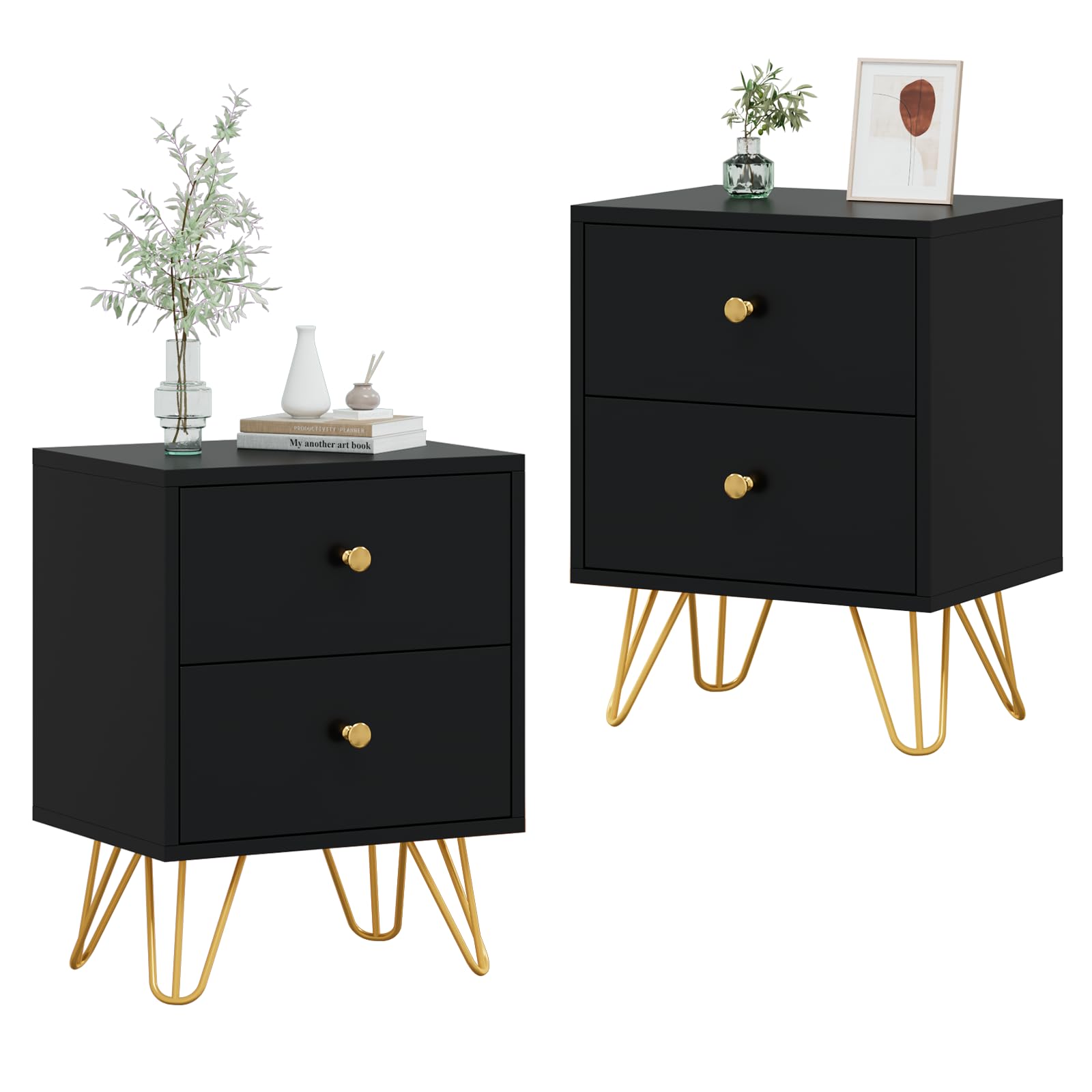 Amazon.com: CARPETNAL Nightstand Set of 2, End Side Table Double