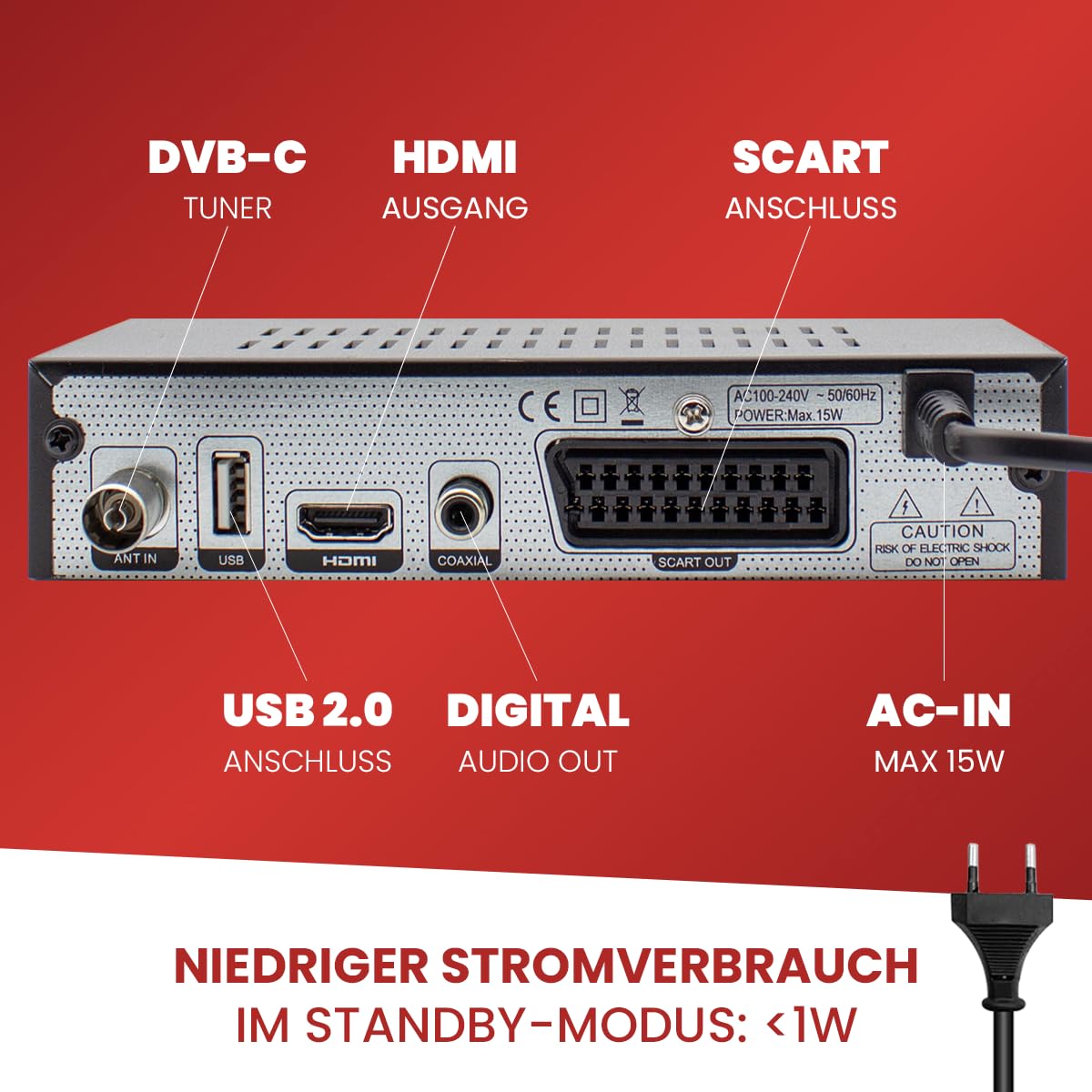 Zehnder HX 2100 Full HD Kabel Receiver DVB-C mit PVR Aufnahmefunktion SCART USB