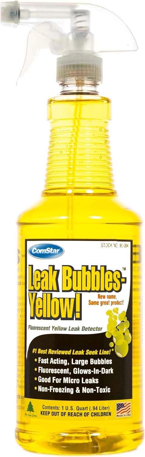 Leak Bubbles Yellow HVAC & Gas Detector, 1 Quart Spray, Fastest-Acting Leak Detector in Today's Market - Safe, Non-Corrosive, Long-Lasting Bubbles, Detects Micro Leaks (Pack of 12)