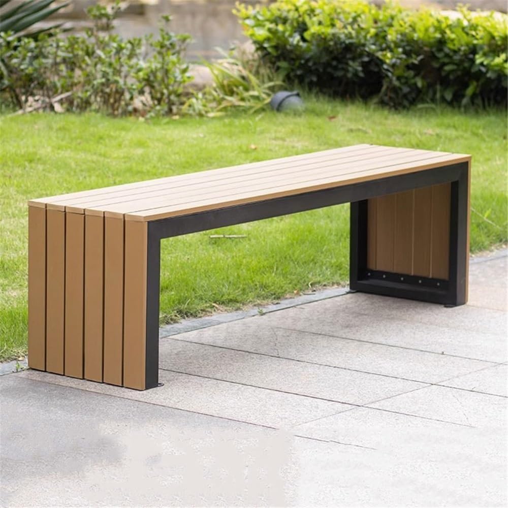 Outdoor Garden Bench Garden Backless Bench, with Steel Frame Outdoor Artificial Board Chair, Leisure Seating Park Bench(Large)