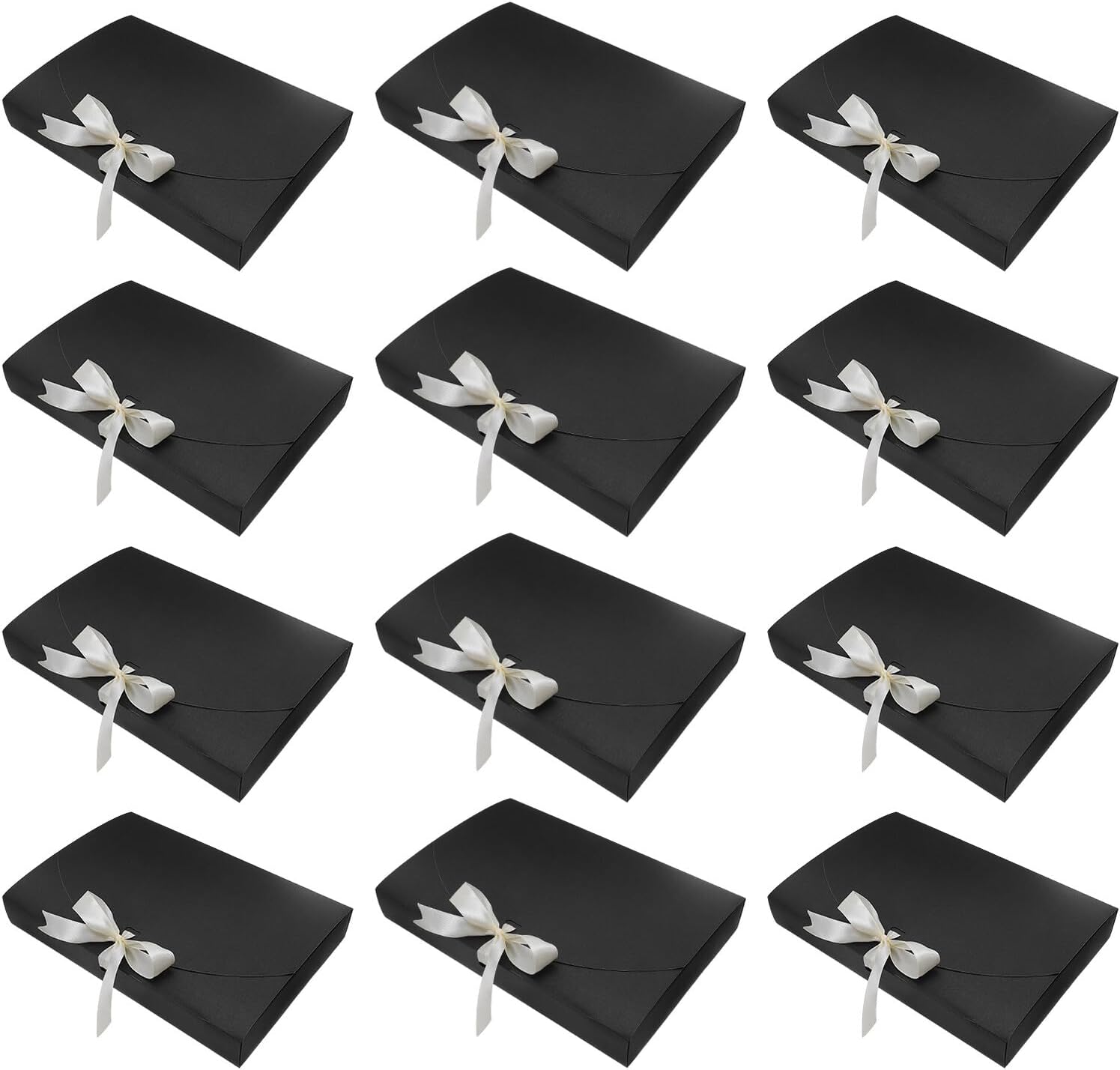HINTRMENT 20pcs Black Pearl Paper Boxes for Scarf and Packaging, 26x17.5x3.5cm Shirt and Underwear Present Wrapping Boxes for Birthday, Wedding, and Party Favor Use