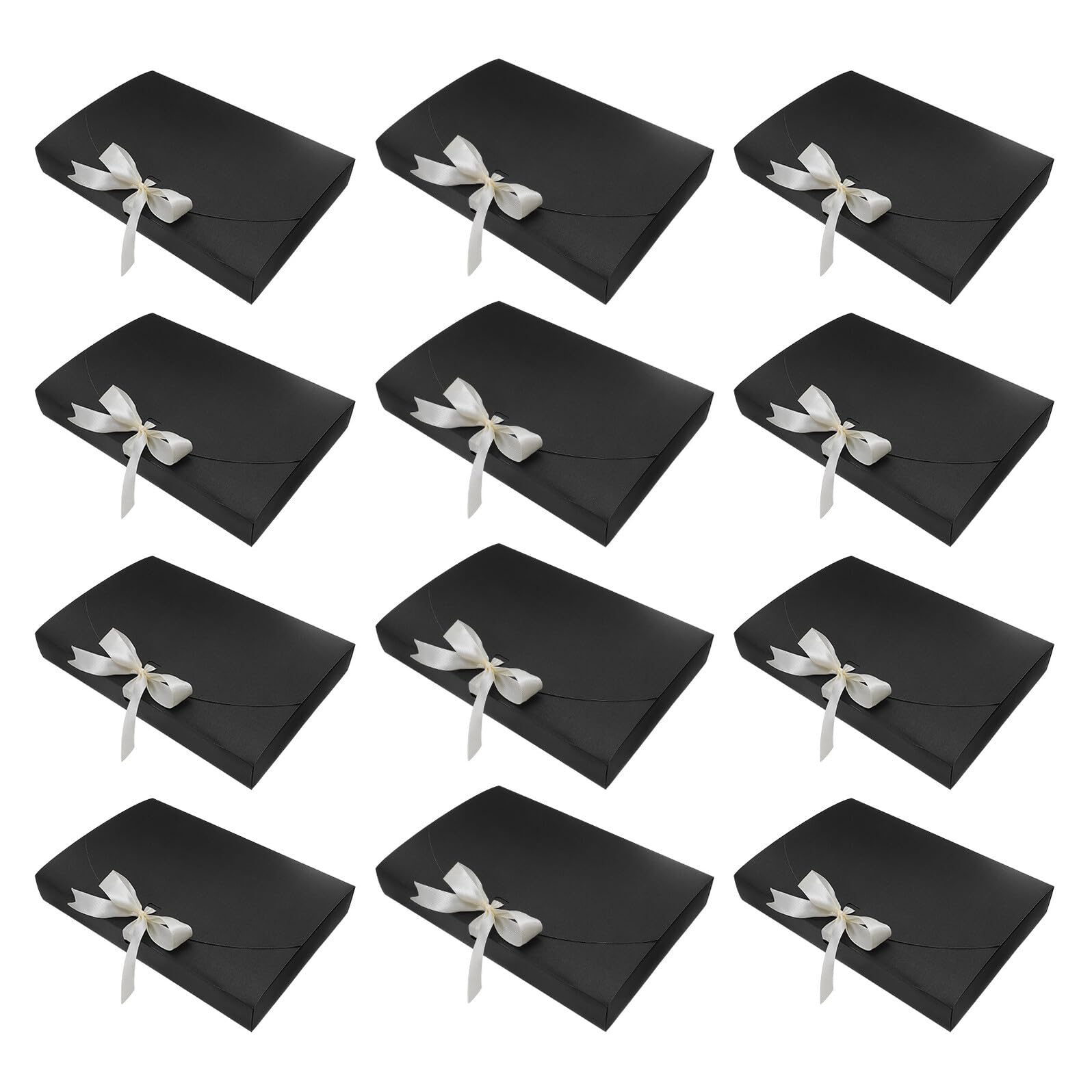 JOINPAYA 20 Stück Geschenkbox Schwarz Rechteckig mit Schleifenband Verpackungen für Schals Dessous und Hemden aus Perlpapier Geeignet für Hochzeitsgeschenke Babyparty Geburtstagsfeiern