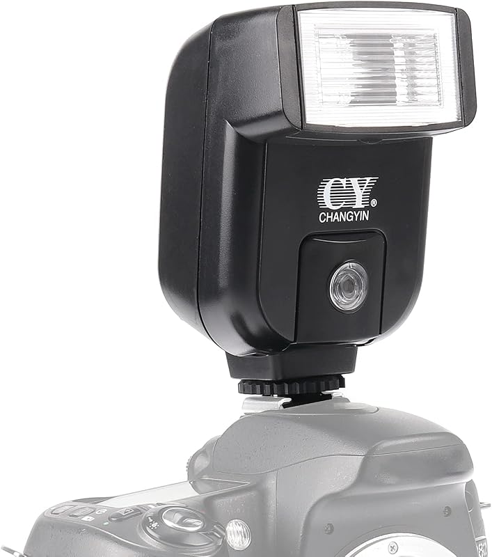 FocusFoto YINYAN CY-20 Universal Hot Shoe On-Camera Flash Speedlite Electronic Speedlight with Sync Port for Nikon Canon Panasonic Olympus Pentax Alpha Digital DSLR Camera Flash Light