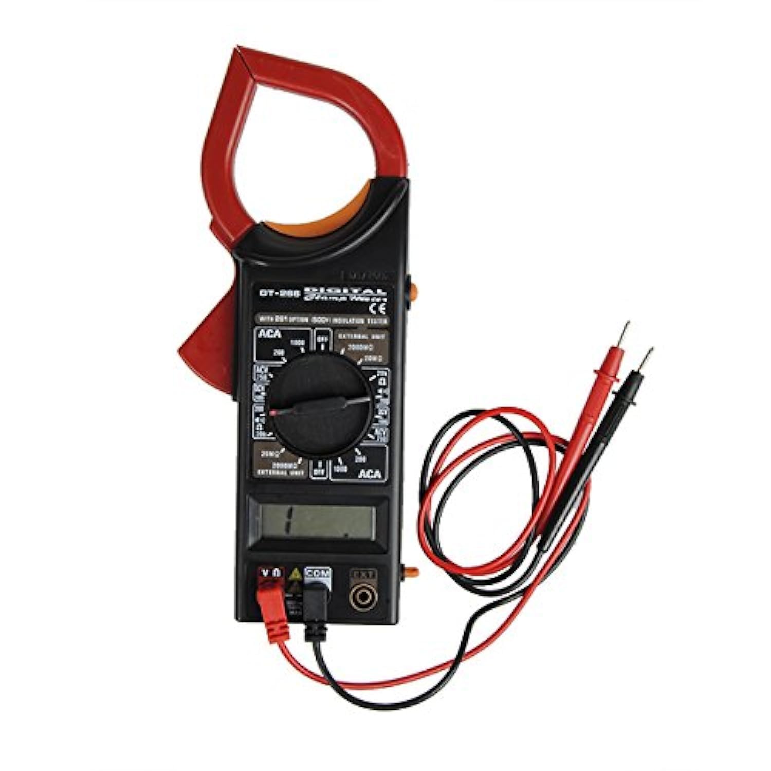 Generic DT266 AC/DC LCD Digital Clamp Multimeter Electronic Clip-On Pincerlike Testing Meter In Red And Black