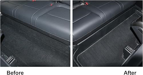 Miniatura 5 de FREEMOTOR802 Compatible con 2017-2023 Tesla Model 3 Funda de asiento anti patadas, forro negro para alfombras de coche de 2ª fila, almohadilla