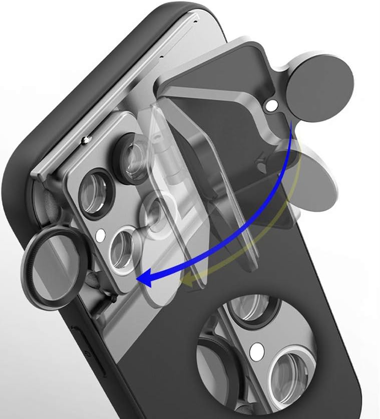 Multi Camera Lens Kit Phone Case for iPhone 12 Pro Max Multi-Function 4K HD 5 in 1 10X Macro Lens+25X Macro Lens+180° Ringed Fisheye Lens+2X Telephoto