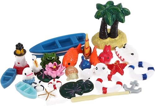 Miniatura 4 de ifundom 84 piezas de ornamento de resina oceánica para niños, mini decoración de jardín, juguetes de puerta, decoración al aire libre, decoración de