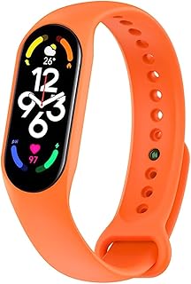 سوار سيليكون بديل مزود بمسامات للتهوية للساعة الذكية شاومي مي باند 3-4 لسلسلة M3 وM4 من دلع موبايلك لون برتقالي نيون للبالغين الجنسين عدد 1