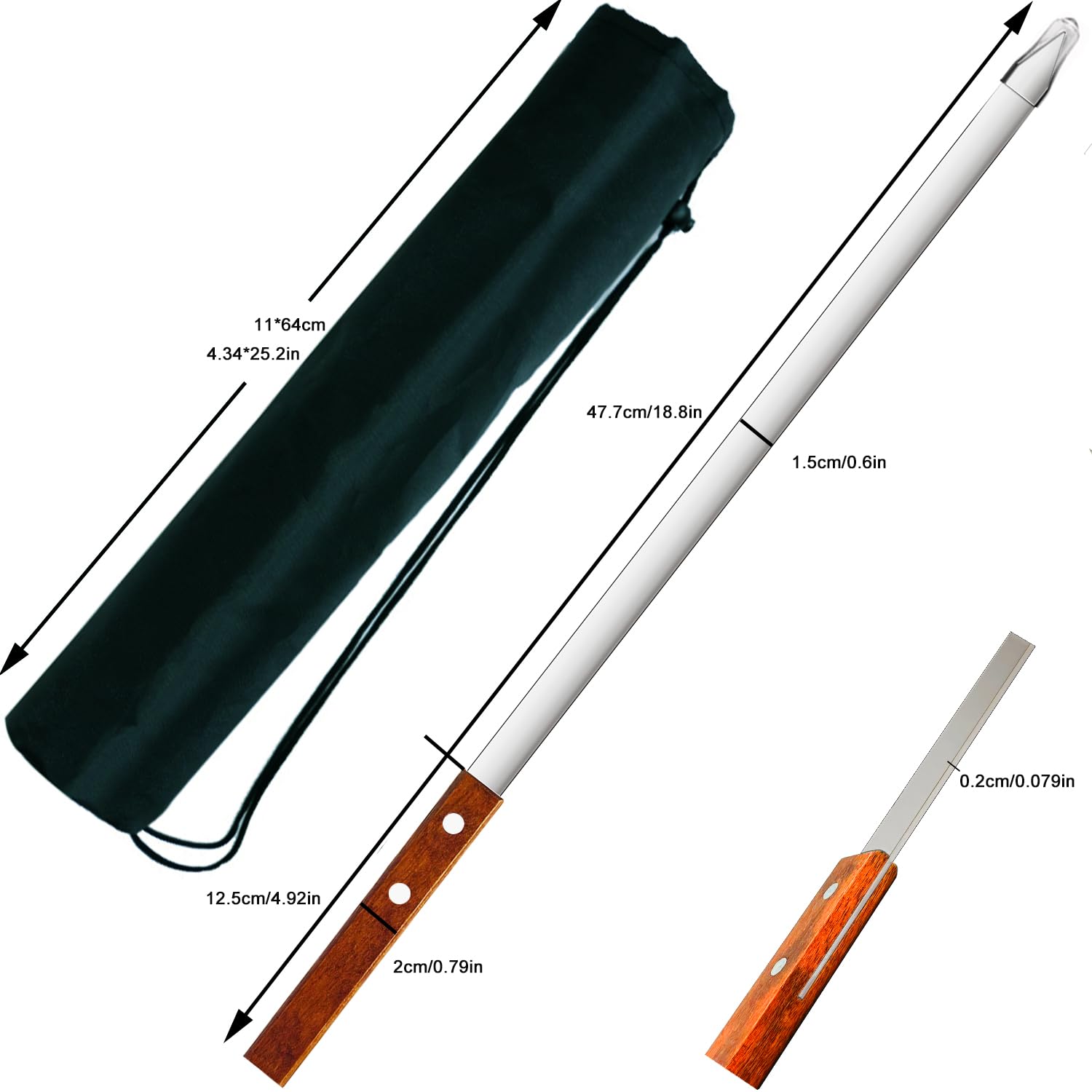 Spiedini da 59,6 cm per spiedini da 1,5 cm di larghezza, confezione da 8 spiedini riutilizzabili in metallo per grigliare spiedini lunghi per kebab lunghi di grandi dimensioni e resistenti, set