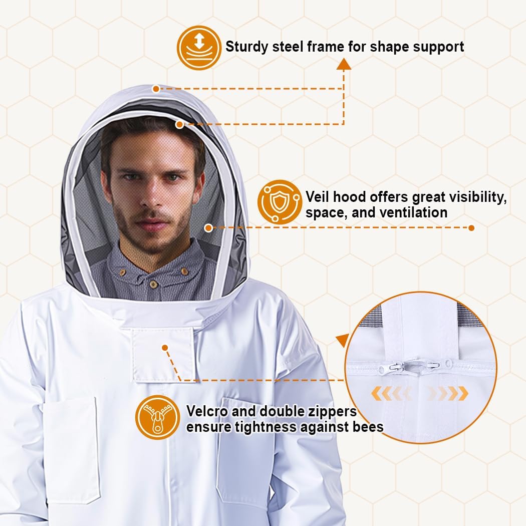 MayBee 10-Frame Beehive Starter Kit, Bee Hive Kit Dipped in 100% Beeswax, Bee Hives Boxes Starter Kit Includes Beekeeping Supplies Tool Kit and Bee Suit - Image 4