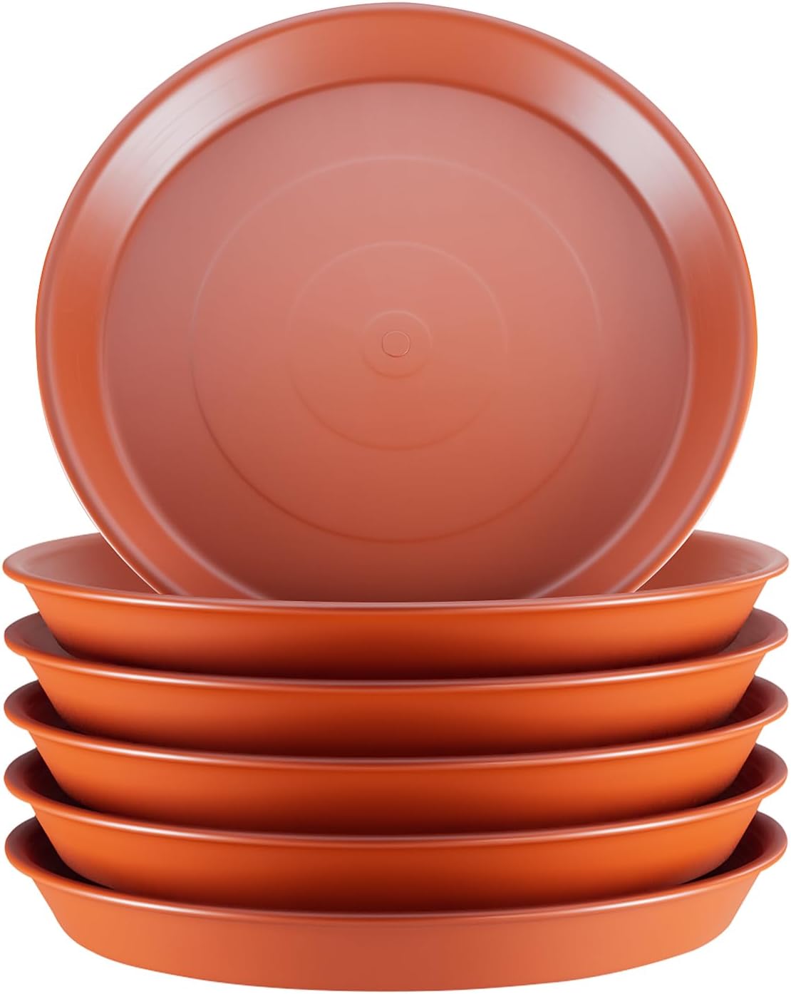 GROWNEER 6 Pack 25 CM Orange Plastic Plant Saucer Trays, Heavy Duty Pot Drip Trays for Indoor & Outdoor Flower Planters