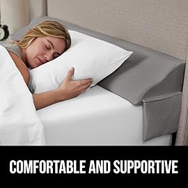 GORILLA GRIP Queen Bed Wedge Pillow for Headboard Gap, Filler Between Mattress Gaps, US Designed, Comfortable Supportive High Density Cushion Foam Pillows, Stay in Place Gripping Dots, Soft Gray