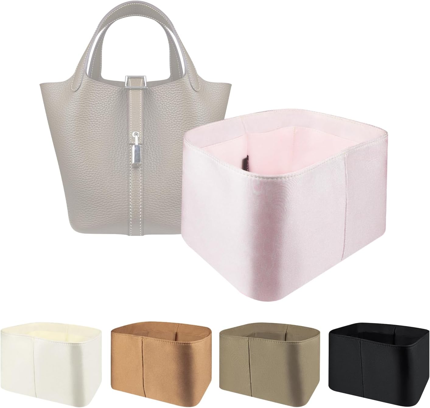 Organizer Insert for Picotin 14/18/22/26, Satin Inner Bag Organiser(Size: PC18, Color: Black)