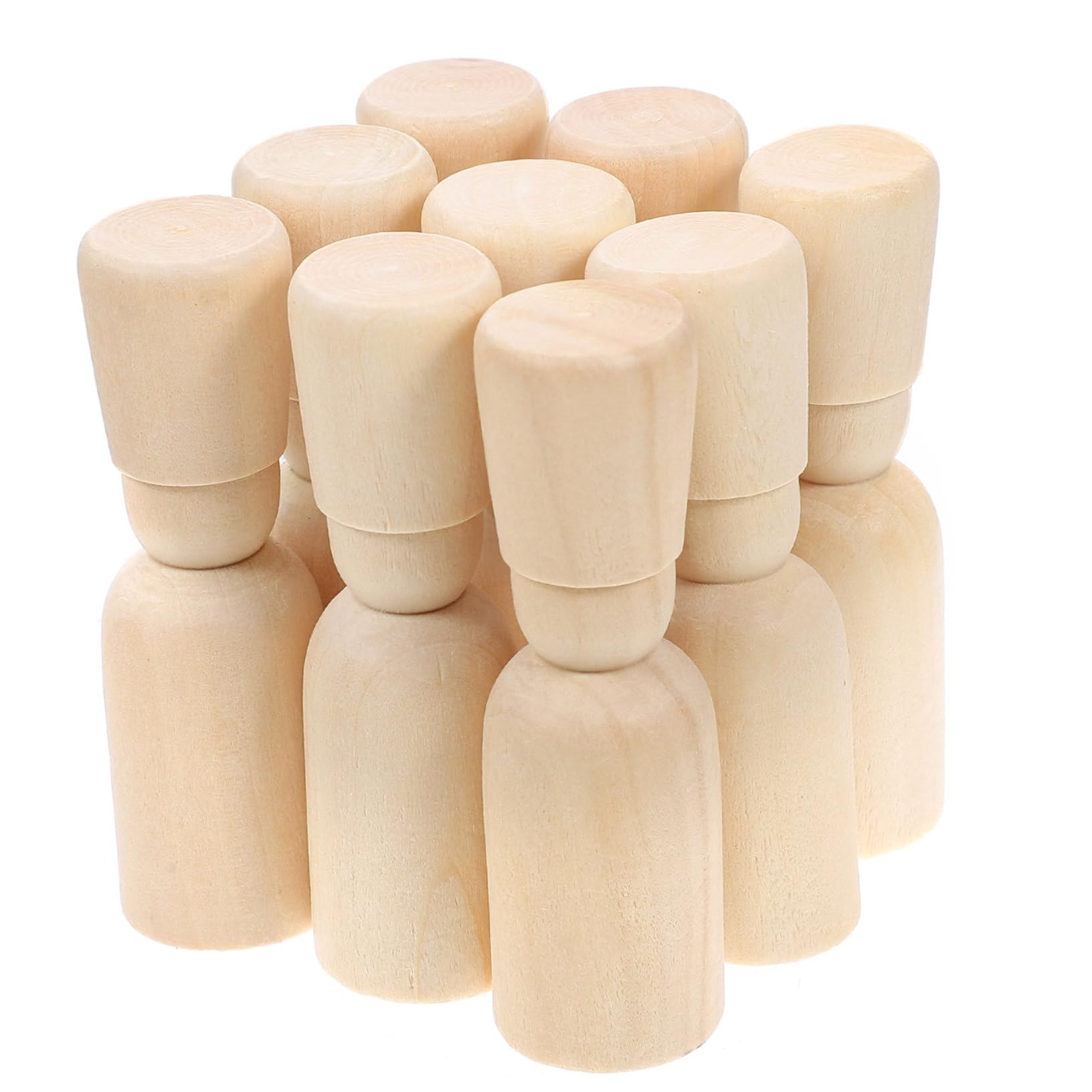 Muñecas de Clavija de Madera para Pintar Kit de Manualidades Infantiles con 20 Piezas, Superficie Lisa, Diseño con Sombrero, Adecuado para Actividades Creativas y Educativas