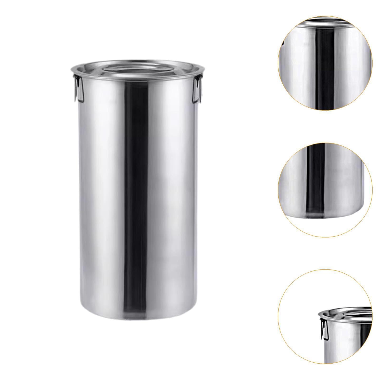 Jarra de leche única, cubo de hielo para guardar bebidas heladas, tés y bebidas en fiestas o reuniones al aire libre. Cubo acero inoxidable con tapa y doble asa, Plata, 22x40cm15L