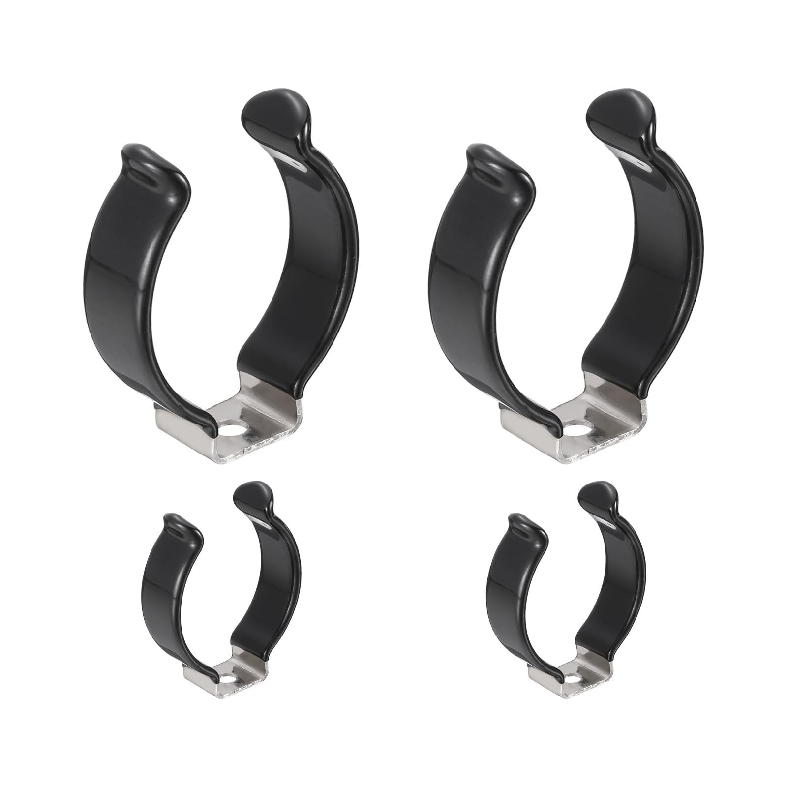 sourcing map 4Pcs T12 U Clips Holder Bracket, 304 Stainless Steel LED Fluorescent Tube Clip, Lamp Support Pipe Clamps for 32mm 1 1/4" Light Bulb Tube Rod Mounting Accessories, 47mm H, Black