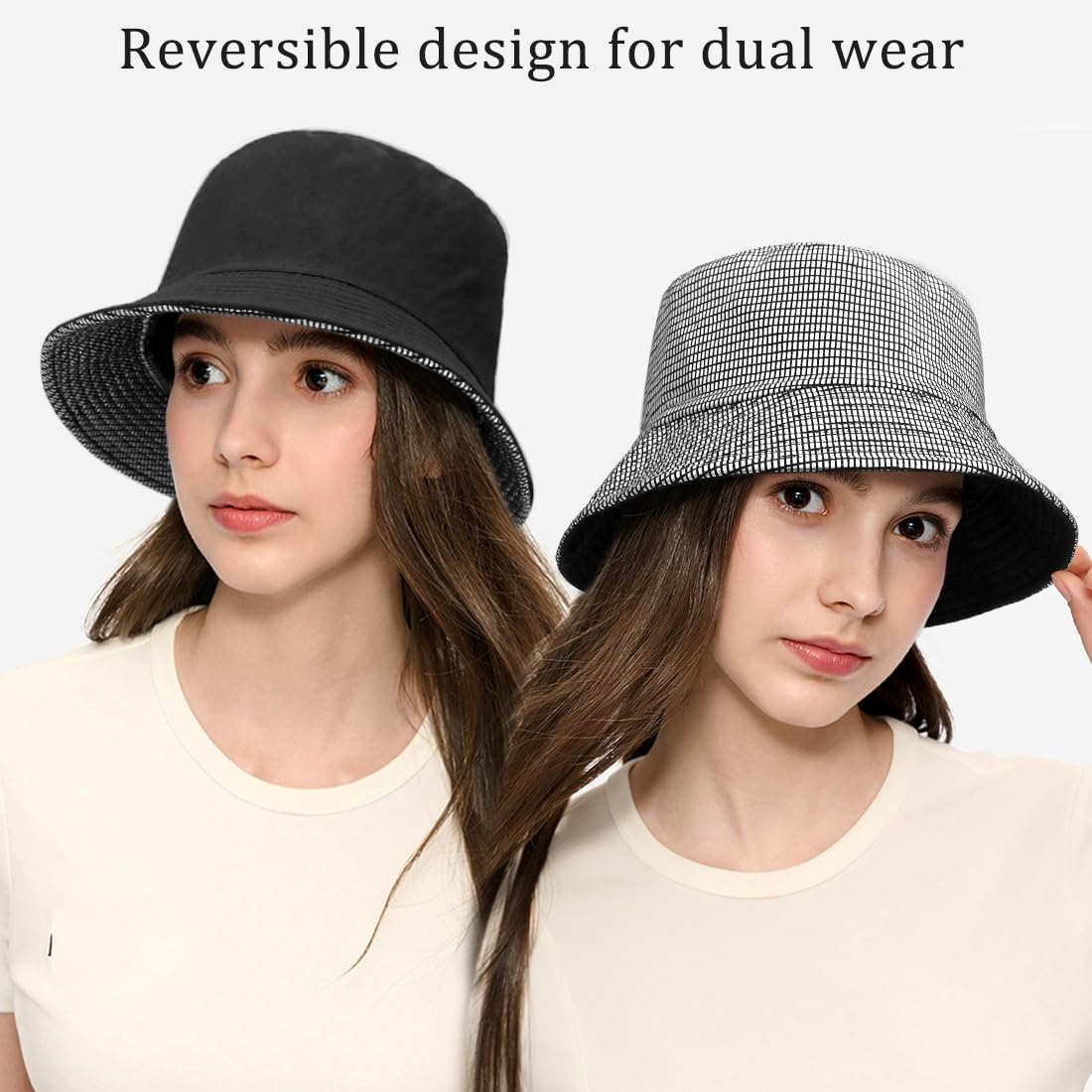 Shiny Metallic Bucket Hat Reversible Beach Fisherman Hats for Women Men - Image 2