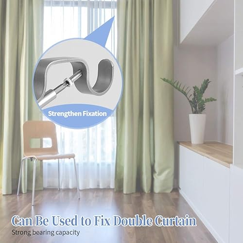 Miniatura 7 de Anndason Soportes de barra de cortina resistentes ajustables para barra de cortina de 1 pulgada (2 unidades, plateado)
