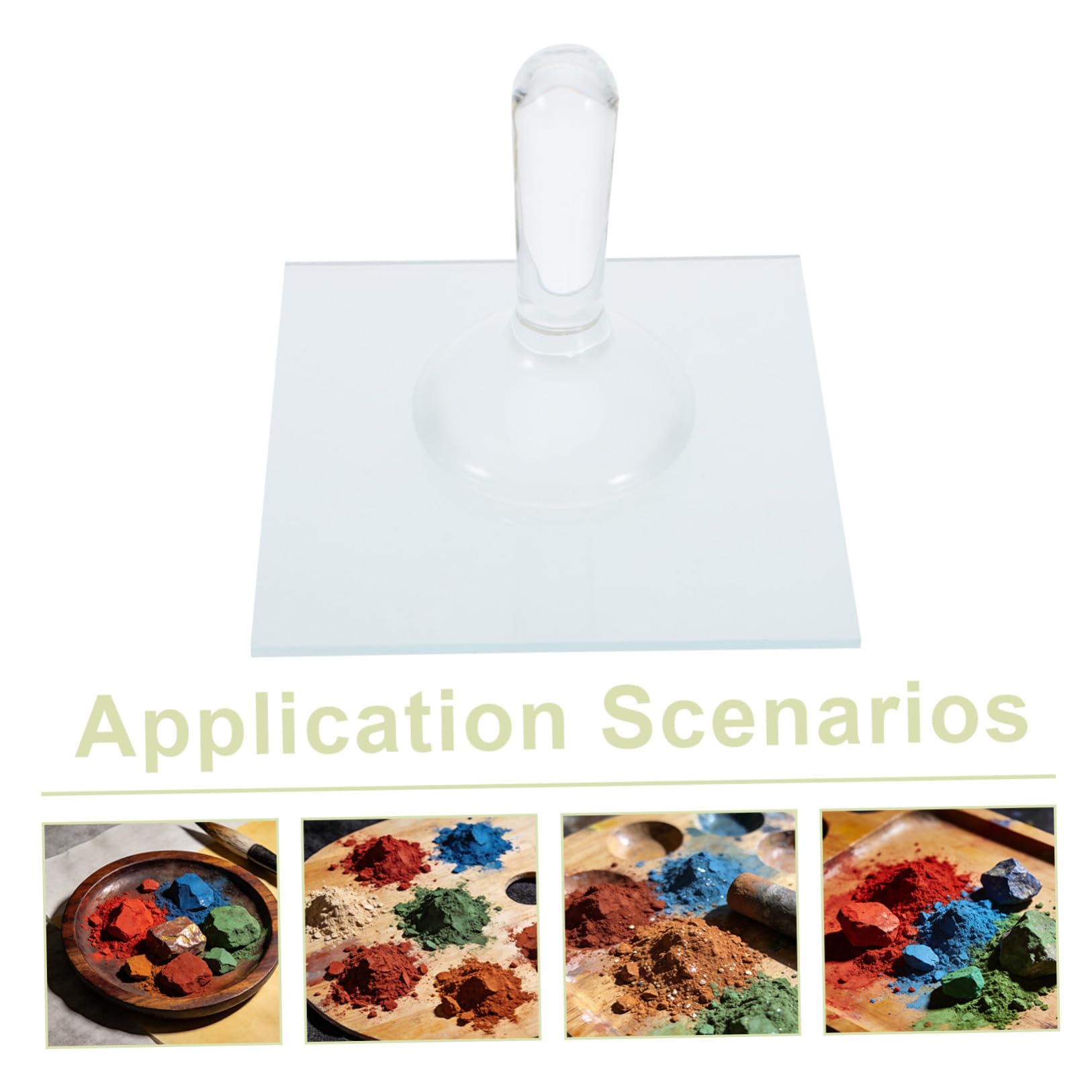 Healvian Set Pestello Leggero per Macinazione Pigmenti Minerali in Vetro e Piastra di Macinazione per Pittura a Olio e Studio per Artisti e Appassionati