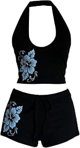 2 Piece Flower Y2k Tankini Women Summer Vintage Set Sexy Beach Swimsuit 2000s Bikini Vacation Going Out Outfits