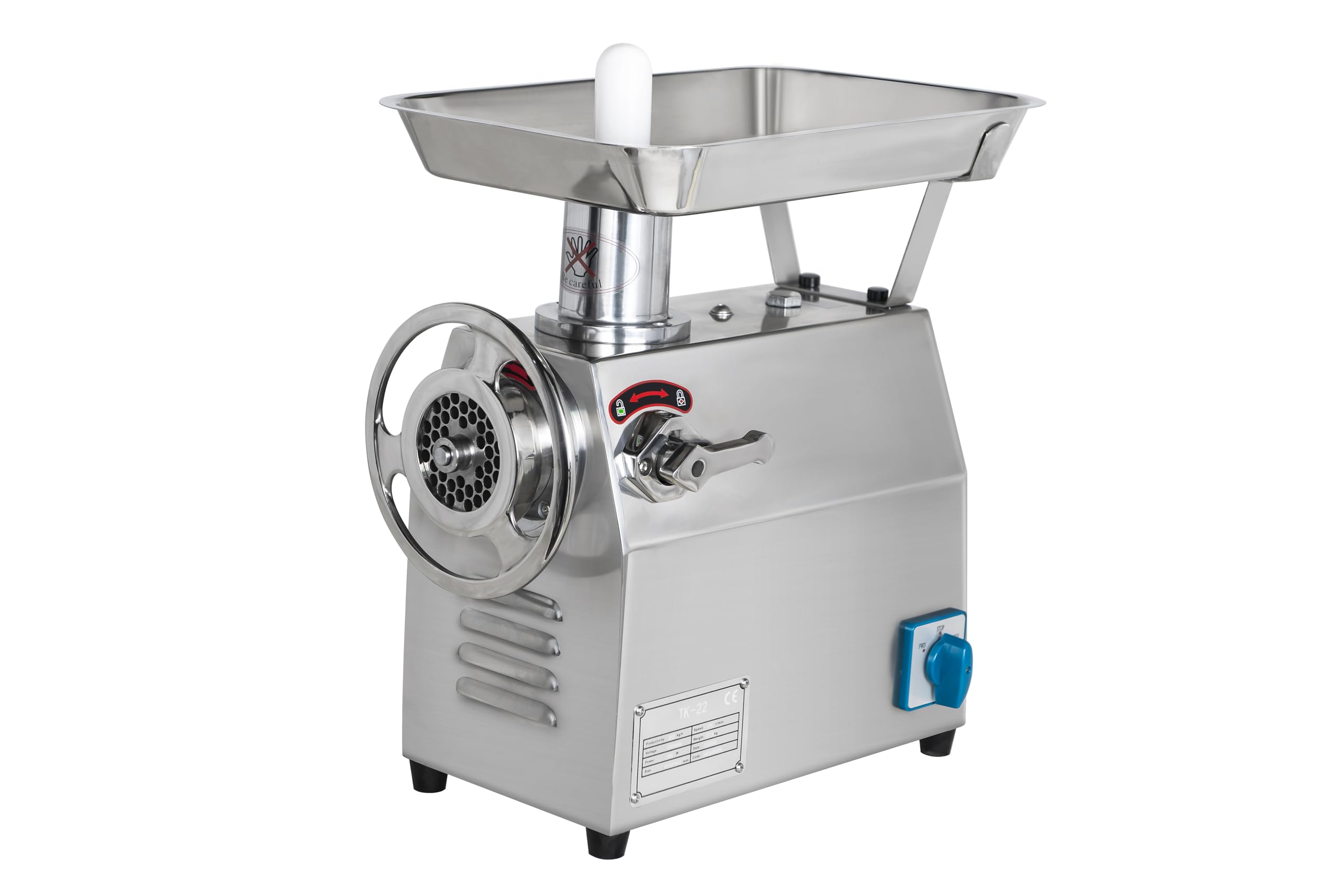 Picadora eléctrica de carne de acero inoxidable de 350 kg/h con 3 placas de corte, uso comercial y doméstico