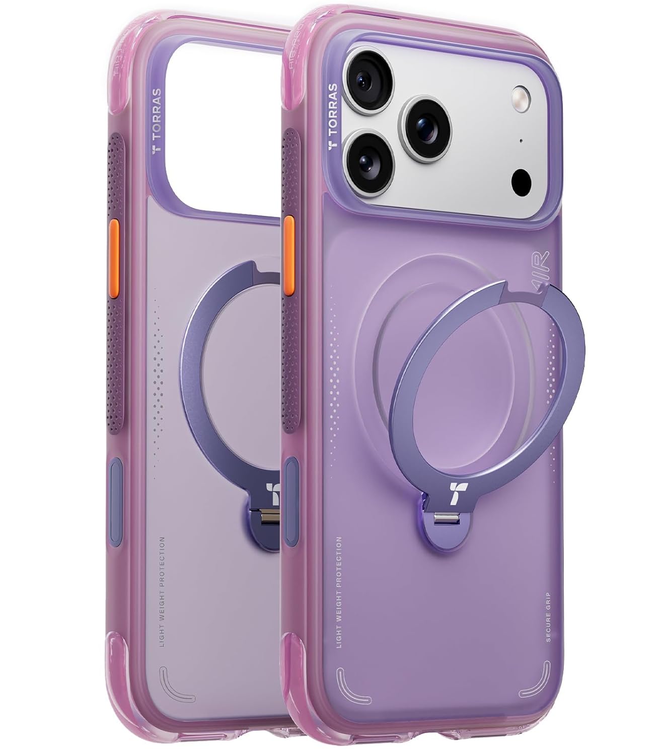 TORRAS Ostand Q3 Air iPhone 17 Pro Max Case with 360° Stand & AirMAX Tech – Premium Imported Shockproof Cover with Camera Control & Halbach Magnet – Aurora Purple