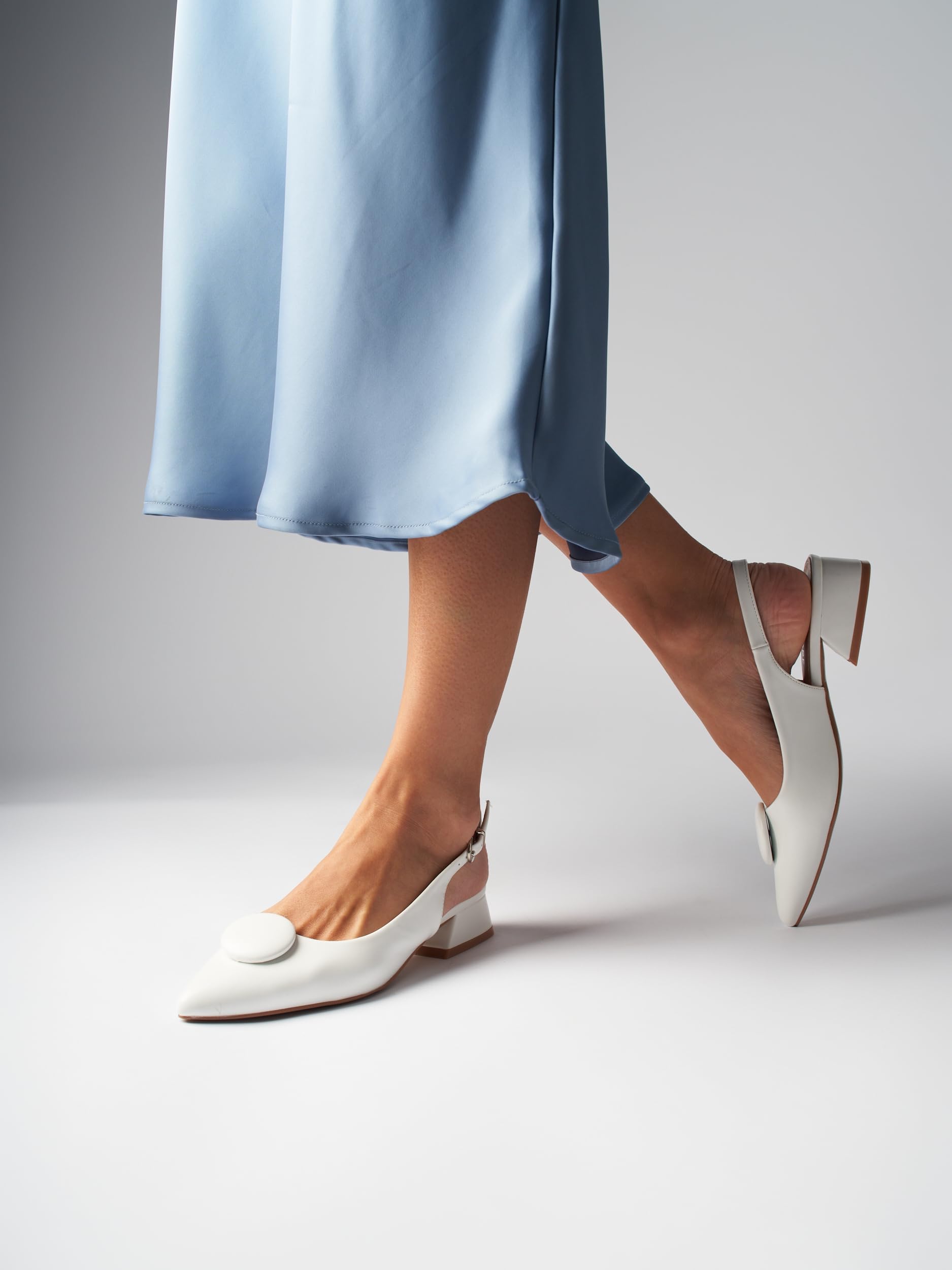 Scarpe con Tacco, Décolleté Donna, 4 cm Tacco Largo, Slingback, Nero/Bianco/Blu/Bordeaux/Nero/Gialla/Tortora/Beige, Similpelle, Ecopelle Scamosciata, Cinturino sul Retro, ML682-0716