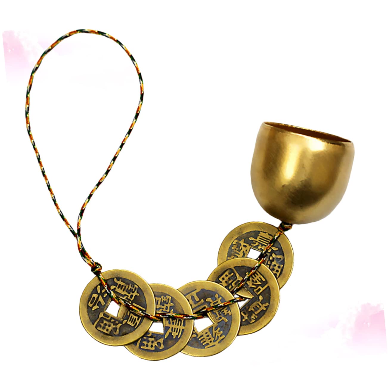 Amosfun Copper Coins Bell Pendant Vintage Feng Shui Hanging Bell Christmas Tree Ornaments Vintage Feng Shui Bell Charm