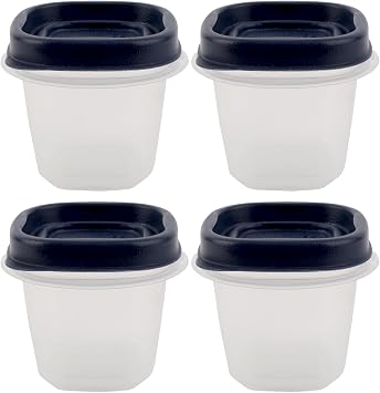 Rubber Maid Bundle Food Storage Containers Half Cup Food Storage Containers 9 Peice Set, Blue Easy Find Lids, 4 Containers, 4 Lids Chalk Pen And Chalk Labels