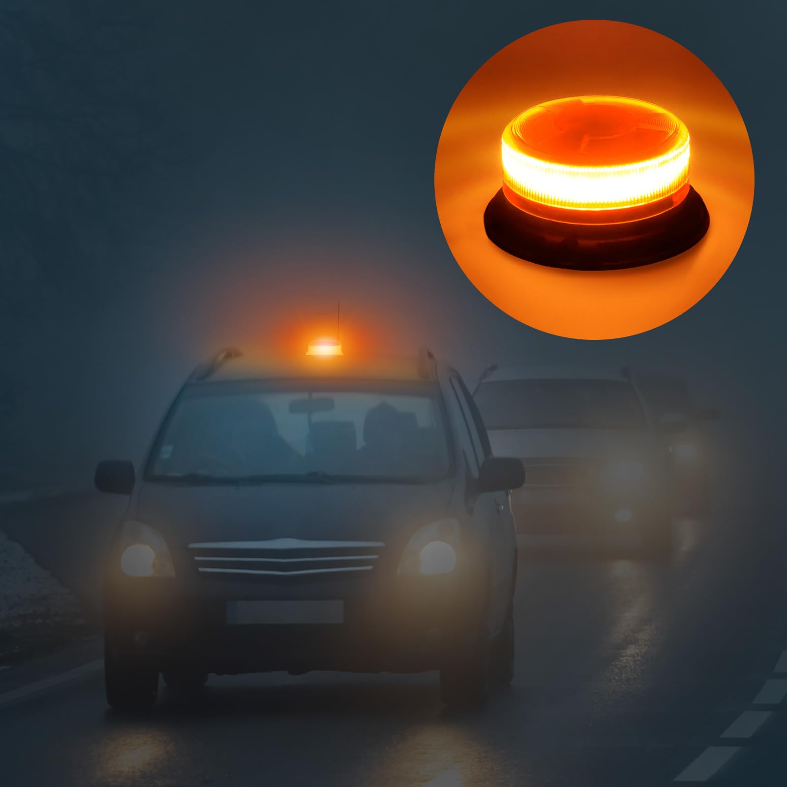 AnTom lampa sygnałowa z akumulatorem 9 wzorców błysku 12 V 24 V pomarańczowe światło ostrzegawcze LED magnes z 3-metrowym kablem i kablem USB do samochodu ciężarowego ciągnika golfowego SUV