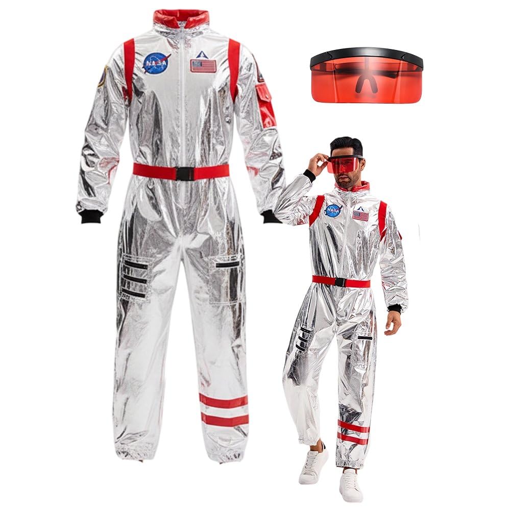 Combinaison spatiale argentée femme costume d'astronaute adulte contre les déguisements inconfortables