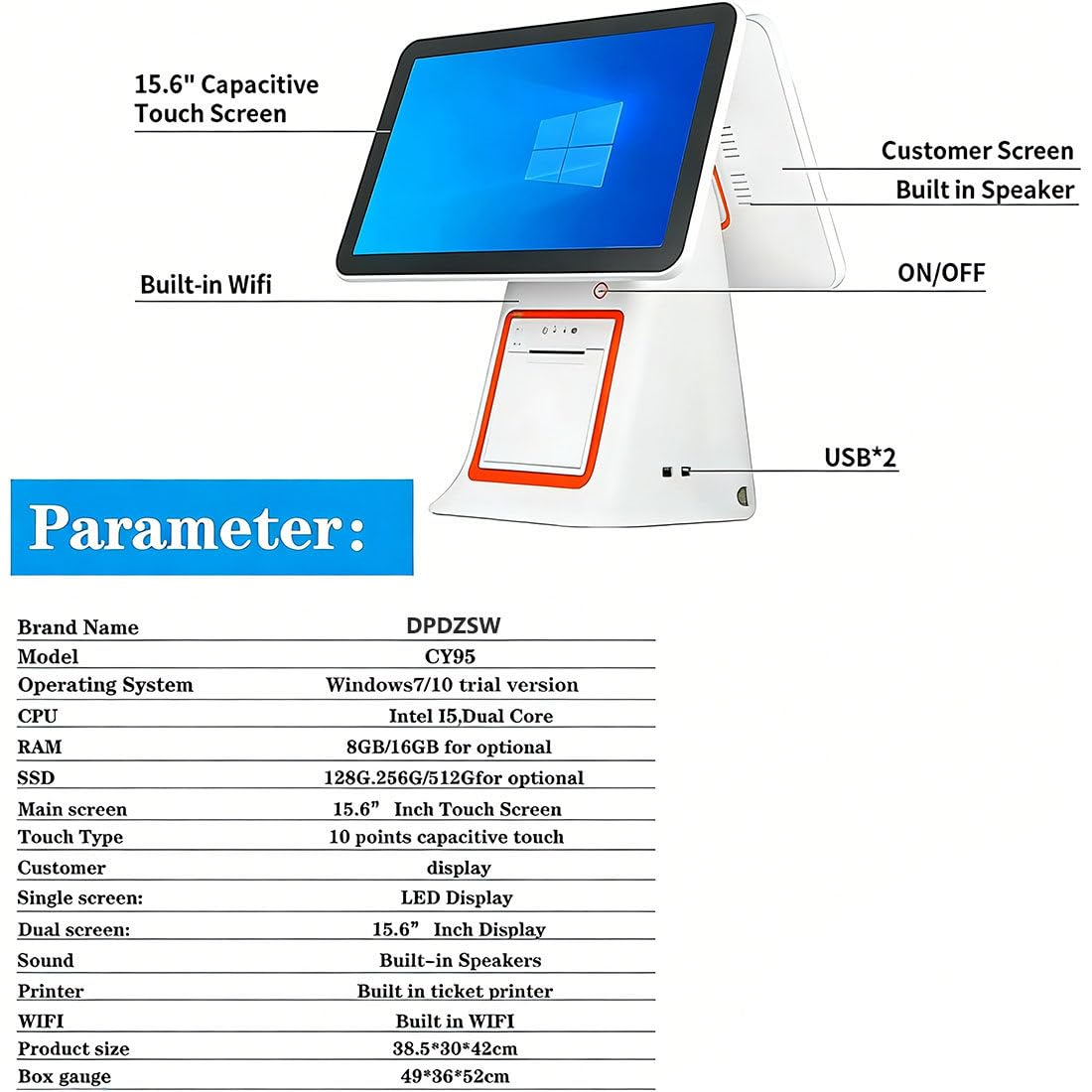 Kompleksowa kasa fiskalna i system POS – inteligentne urządzenie dla małych firm, 8 GB RAM, 128 GB SSD, wbudowana drukarka paragonów oraz oprogramowanie. Withoutcashbox