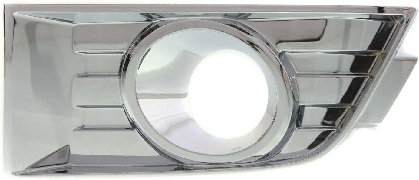 DAT AUTO PARTS Front Left Driver Side Fog Light Bezel Cover Trim Fits 2007-2010 Ford Edge midsize SUV, Except Sport, Silver Chrome Smooth Plastic, Replaces FO1038107, 7T4Z17E811B