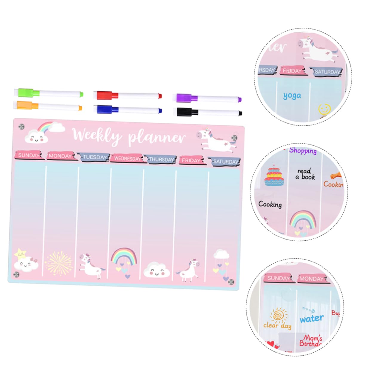 NUOBESTY Magnetische Acryltafel Für Kühlschrank Wochenplanungstafel Durchsichtige Whiteboard Trocken Abwischbar Mit Magneten Für Wand Und Kühlschrank