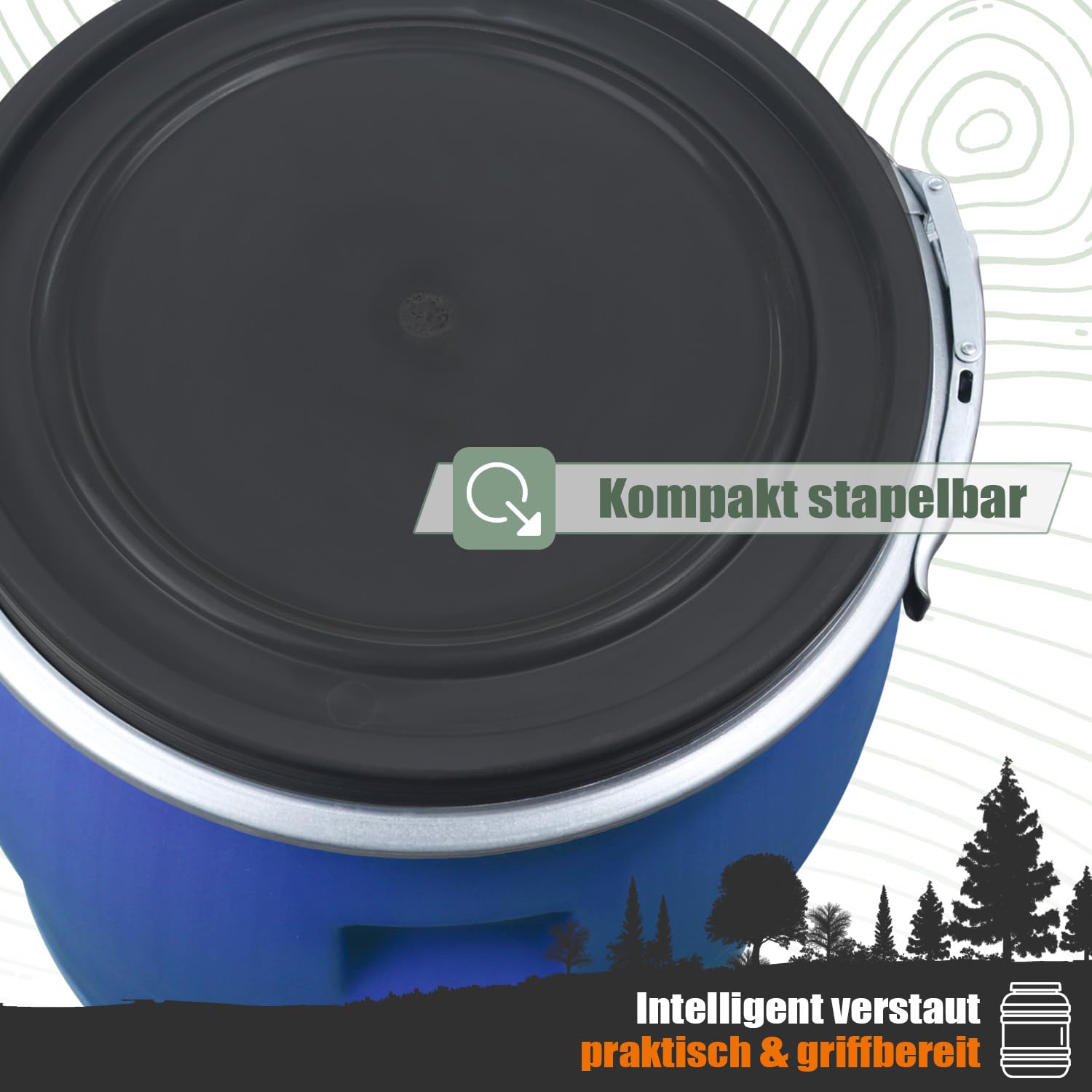 60 L HDPE Spannringfass blau | 3000 g, UN-zugelassen 60 L HDPE Spannringfass blau | 3000 g, UN-zugelassen