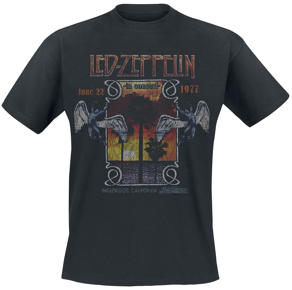 Led Zeppelin Inglewood Men T-Shirt Black M, 100% Cotton, Regular