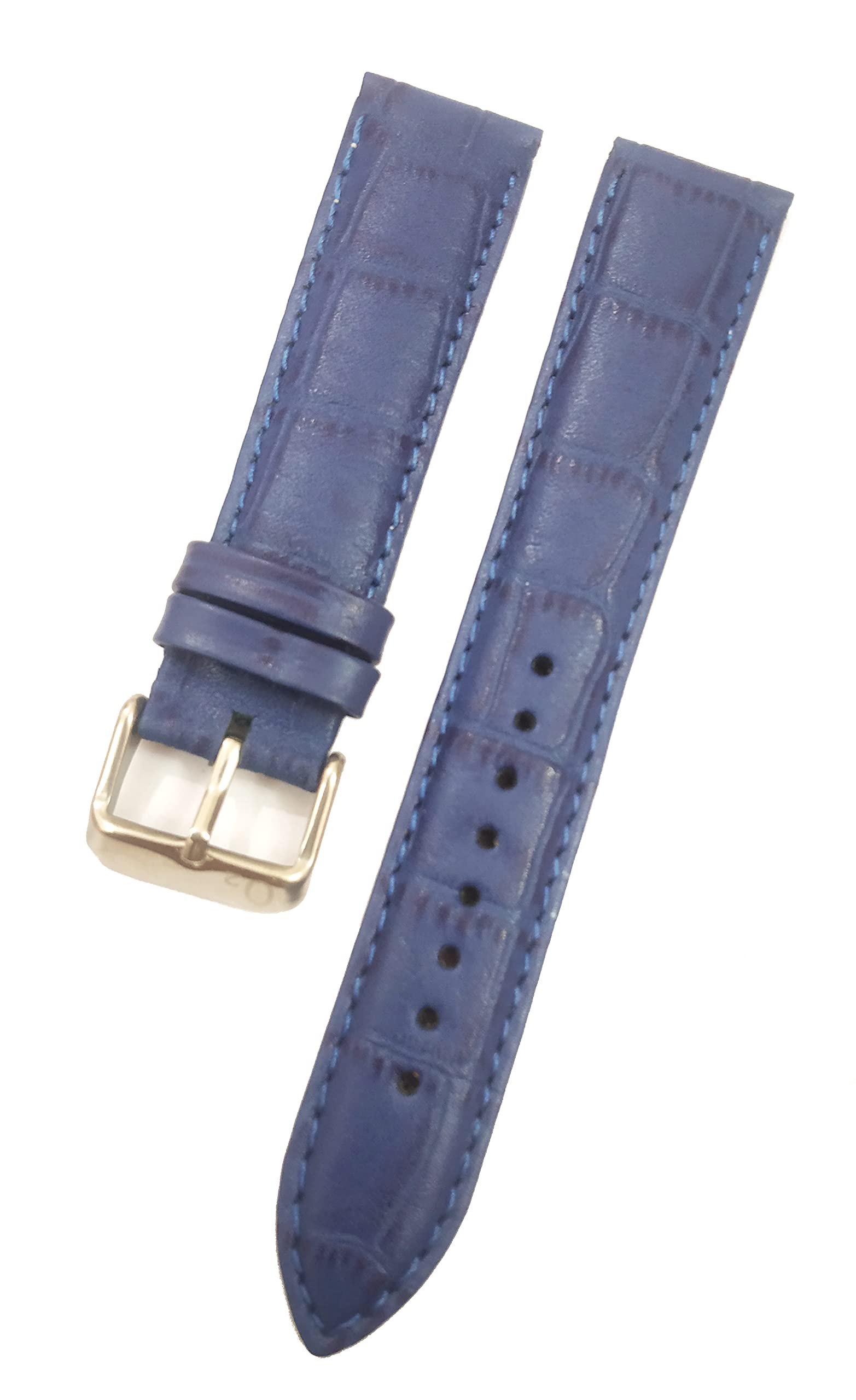 EWatchAccessories 24mm Blue Genuine Leather Watch Band Strap with Silver Black Yellow Rose Stainless Steel Buckle (B092T8FS22) Amazon Price History, Amazon Price Tracker