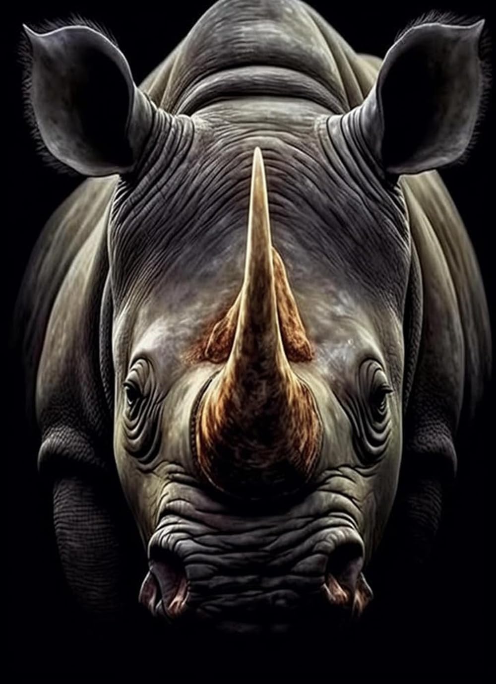 F-CANLAN Round Full Drill Diamond Painting Kit, 5D DIY Rhino Diamond Art Painting by Numbers Animal Diamond Dots Arts Crafts Set for Adult Children Diamond Painting with Gem Room Decor (12X16 inches)